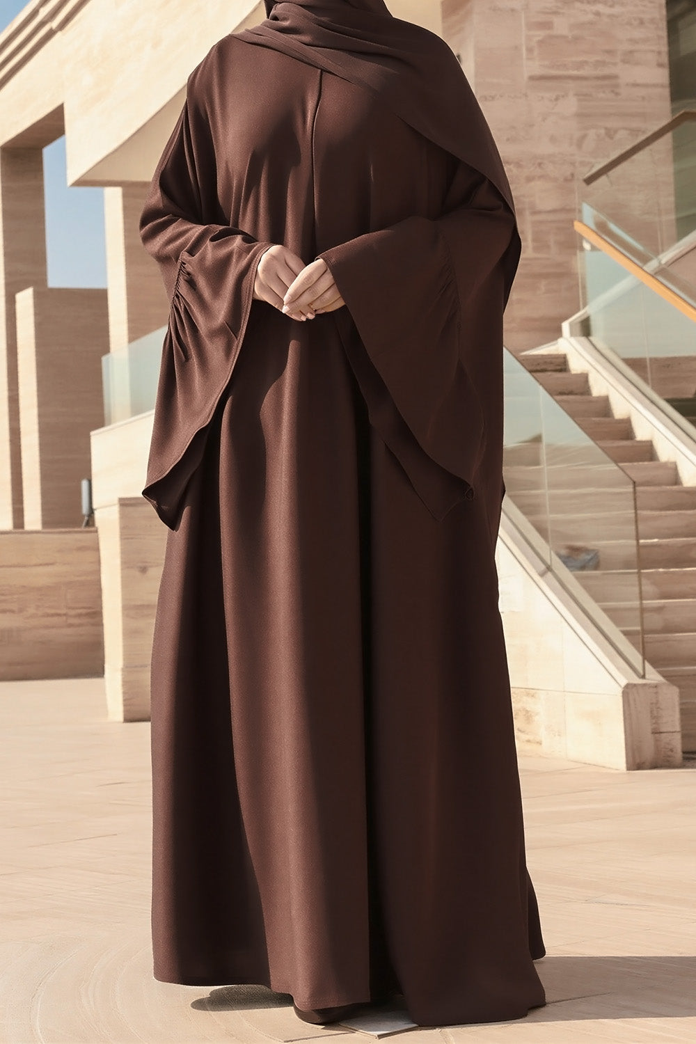 SB Saudi Cut Premium Nidah Abaya AS007 in Dark Brown