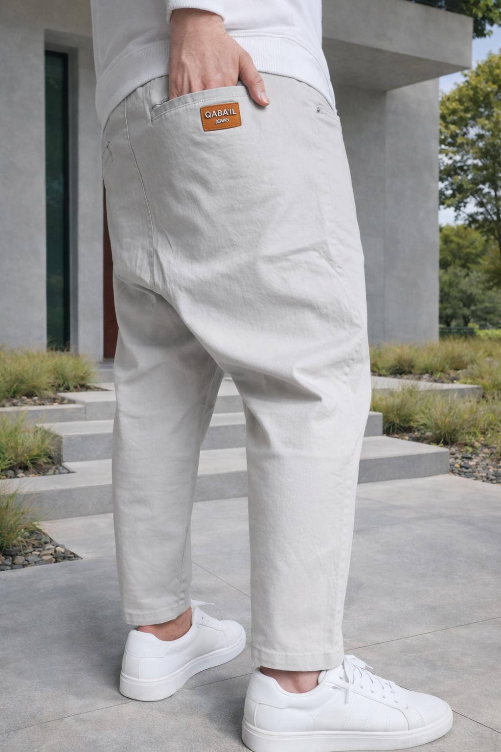 QL Sar. Jeans Stretch Regular Drop in lichtgrijs