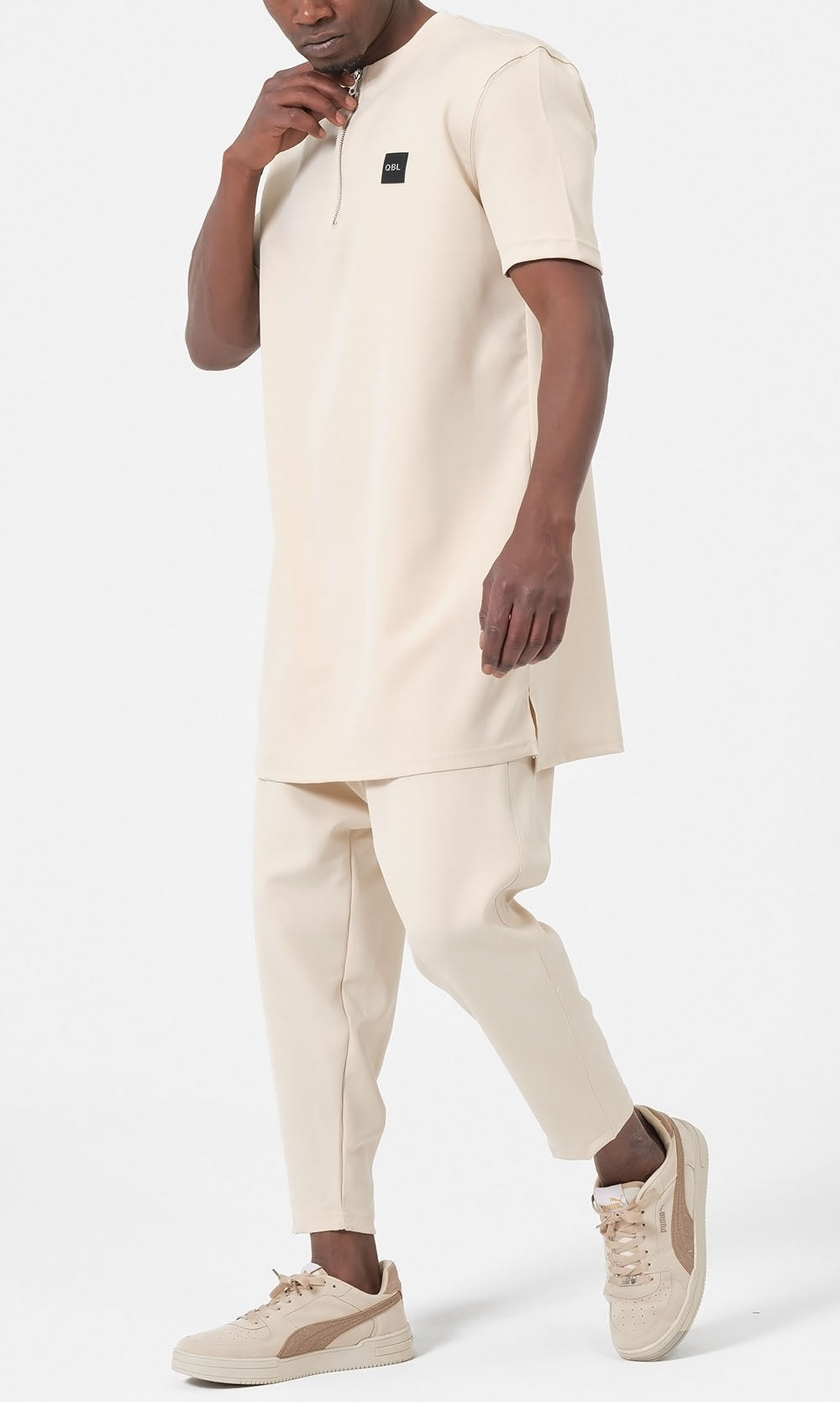 QTE2001 Short Qamis Set Silent in Beige