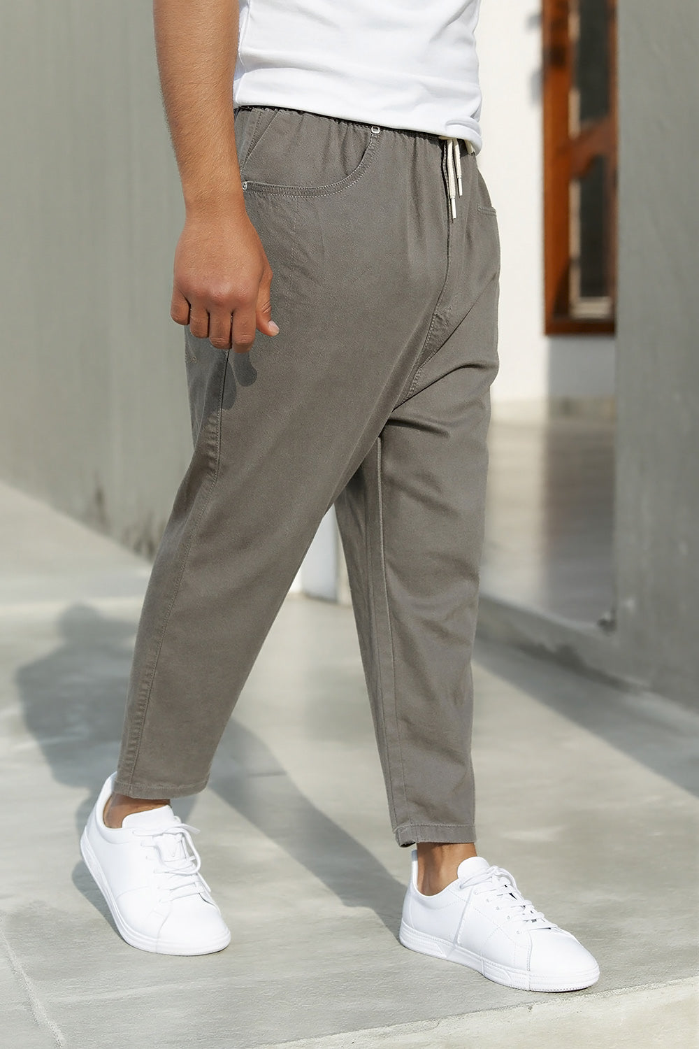 QL Sar. Jeans Stretch Regular Drop in donkergrijs